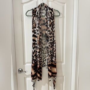 Adore Leopard Print Open Cardigan in Black, Tan & Brown